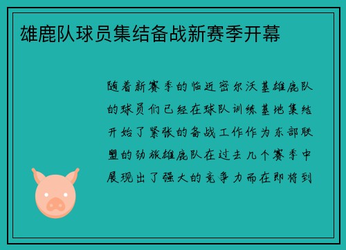 雄鹿队球员集结备战新赛季开幕