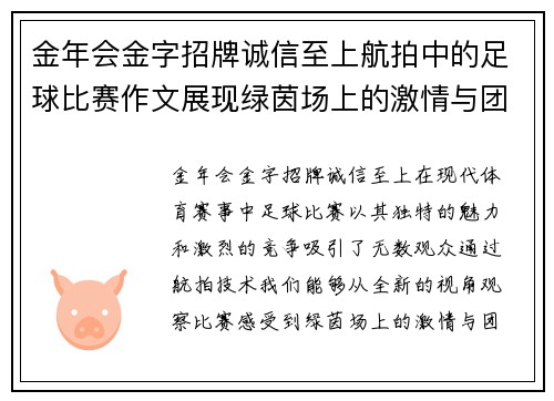 金年会金字招牌诚信至上航拍中的足球比赛作文展现绿茵场上的激情与团队精神